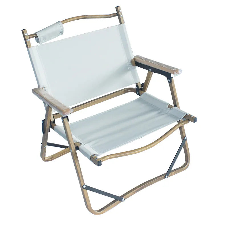 Low Seat Foldable Chair Armrest Beach Chair Portable Wood Grain Aluminum Lightweight Camping Folding Outdoor Fishing Chair