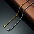 Fashion Gold Plated Titanium Steel  3mm*60cm Stainless Steel Link Chain Big  Box Chain Necklace