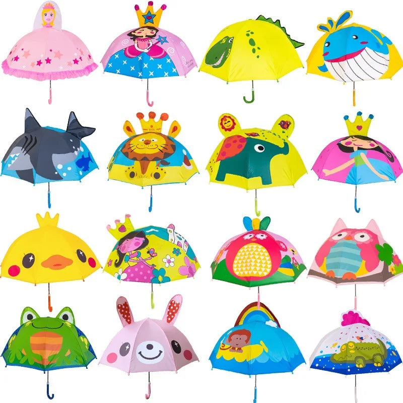 Animal Children Cartoon Umbrella Wholesale for Kids Children Umbrella Fiberglass Frame Safety Manual Open 3D Custom Parapluies