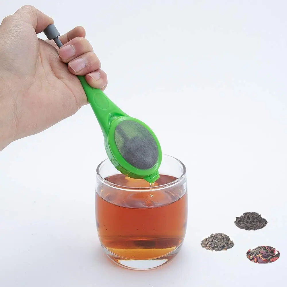 Long-Handle Stainless Steel Loose Leaf Tea Infuser Mini Ball Shape Ceramic Kitchen Utensils Tea Bags Debris Steeper Set