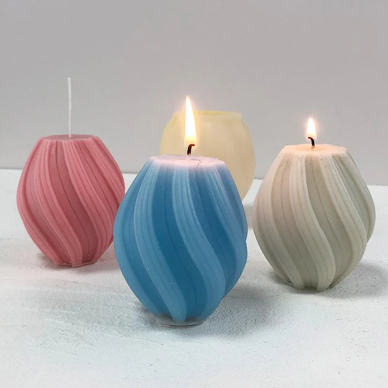 DIY Abstract Art Column Modern Candle Silicone Mold 3D Irregular Geometric Rotating Wave Eco-Friendly Food Grade Reusable