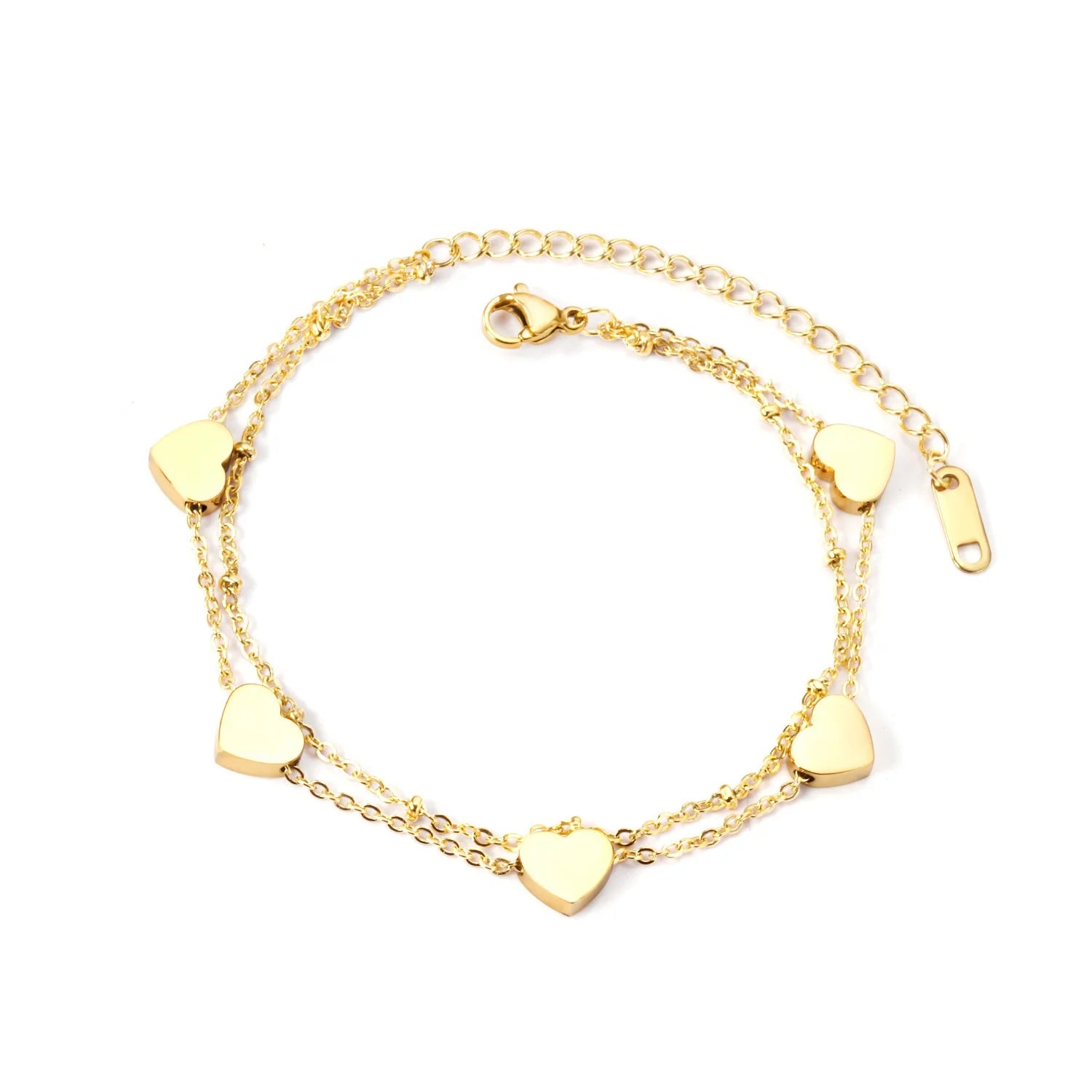 New Style Double Layer Stainless Steel Bracelet with Titanium Steel Heart Pendant Ladies Fashion Jewelry