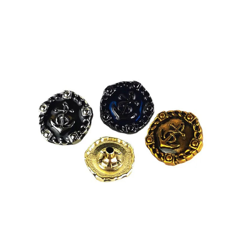 Vintage Anchor Alloy Round  Quartet Snap Buttons Panel Clothes Coat Windbreaker Suit Sweaters Jacket Jeans Garment Press Button