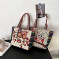 National Embroidered Designer Canvas Travel Handbags INS Style Women Handbags Ladies Tote Bags