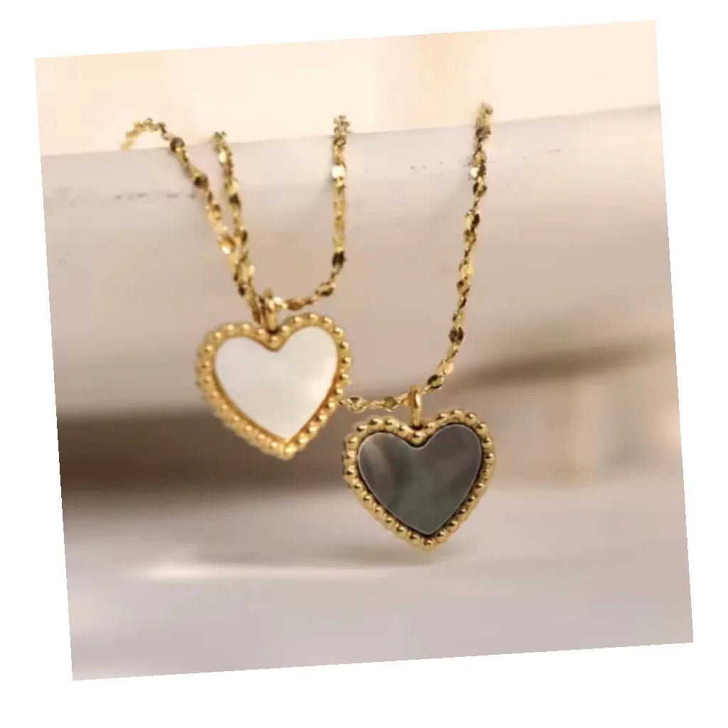 2024 Tarnish Free Fine Fashion Jewelry Jewellery 14k Pvd Gold Shell Pendant Stainless Steel Heart Love Shape Necklace for Lady