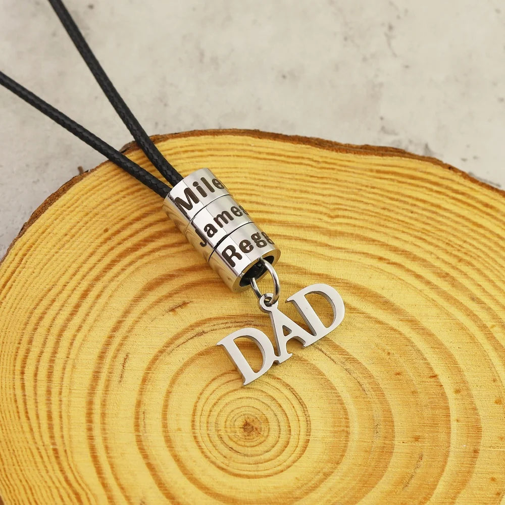 Personalized Gifts Fashion Name Pendant Stainless Steel Men Necklaces for Father Dad Best Gifts