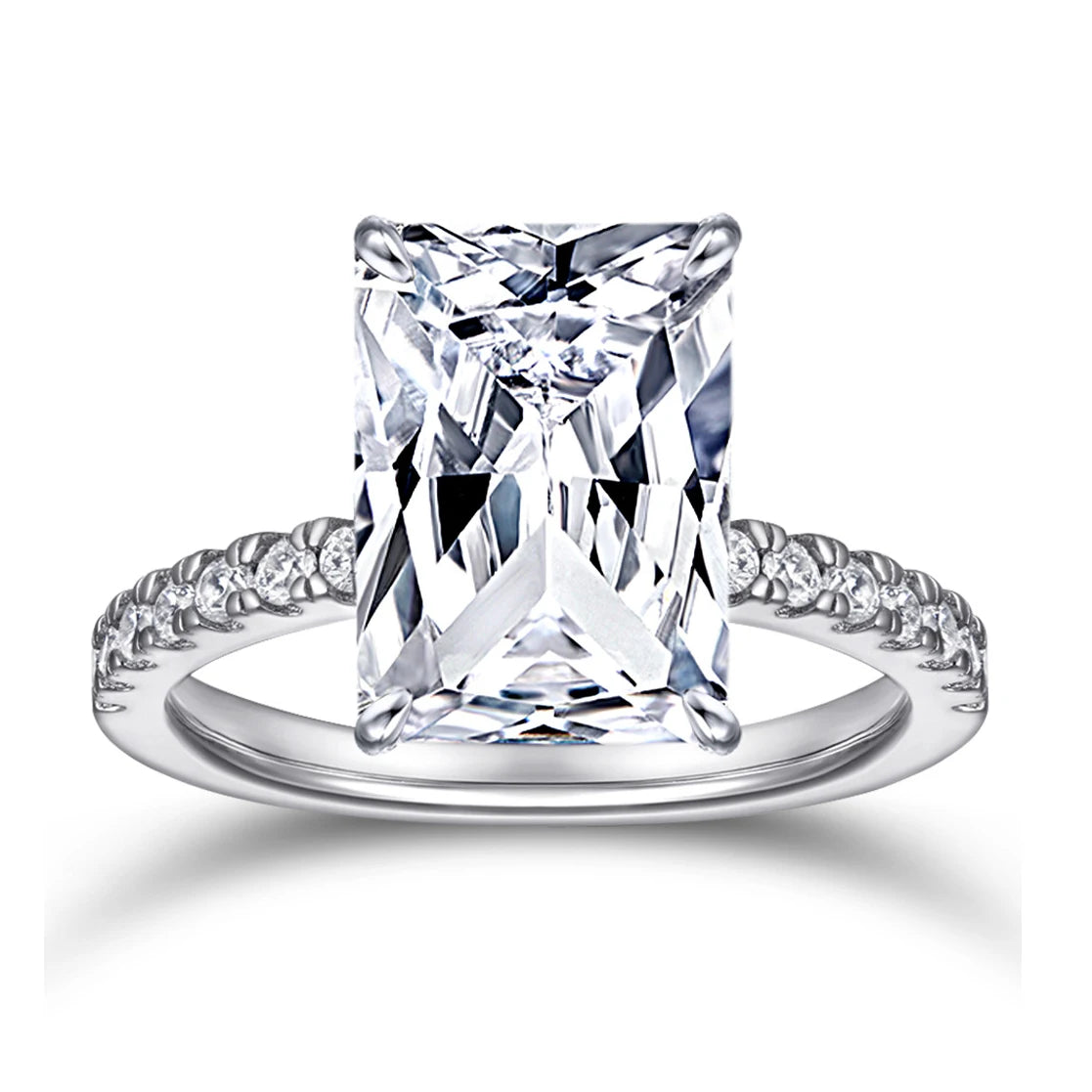 OAHLAN 4.25Ct 925 Sterling Silver Promise Ring Radiant Cut Cubic Zircon Women Wedding Promise Engagement Ring Wholesale