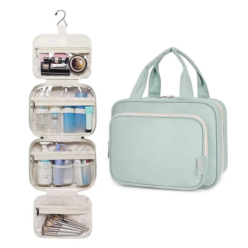 Custom Logo Dry and Wet Separation Toiletry Bag Multi-functional Hanging Storage Bag Portable Eco-friendly Makeup Bag