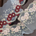 1 Yard Flowers Embroidered Ribbon Lace Trim Mesh Fabric Clothing Wedding Dress Sewing DIY Craft