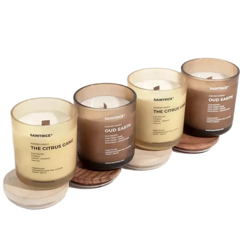 Luxury Flat Mirror Lid Glass Jars with Custom Logo Luxury Empty Scented Soy Candles Private Label