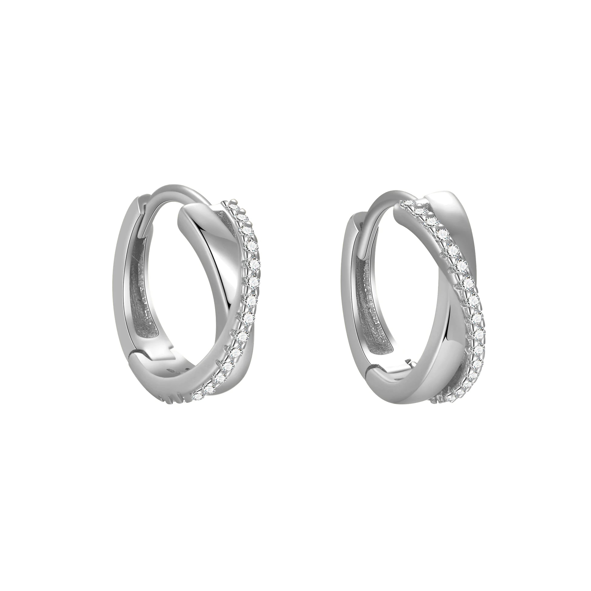 Trendy 925 Sterling Silver Earrings Set Cubic Zirconia X Shaped Rope Cross Hoops for Women Fine Jewelry Wholesale Bulk