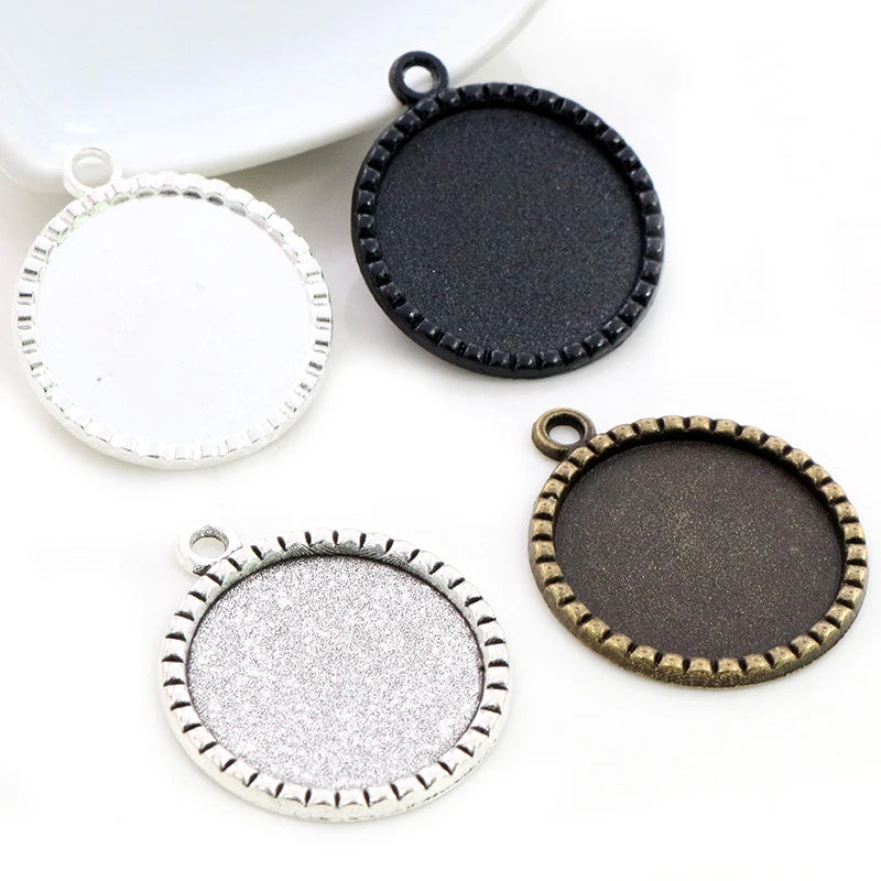 25mm Inner Size Bronze Silver Plated Fashion Style Cabochon Base Setting Charms Pendant Blank Bezel Trays