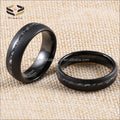 Unisex 8mm 6mm Tungsten Sandblast Black Wedding Engagement Rings Geometric Shape Trendy Jewelry for Anniversary