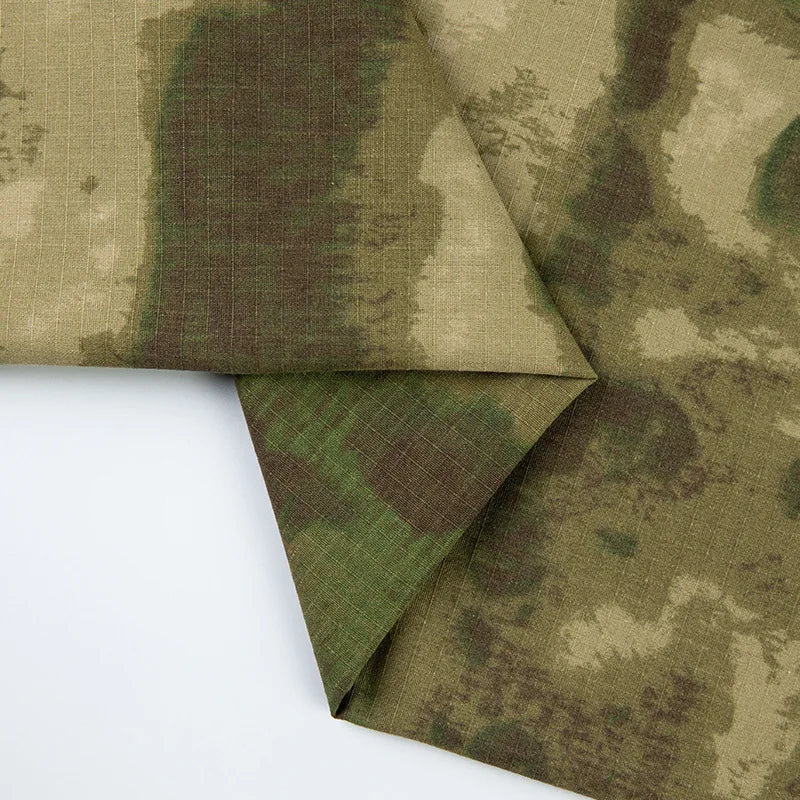 Breathable TC Waterproof Tear Resistant Green Ruin Camouflage Ripstop Fabric