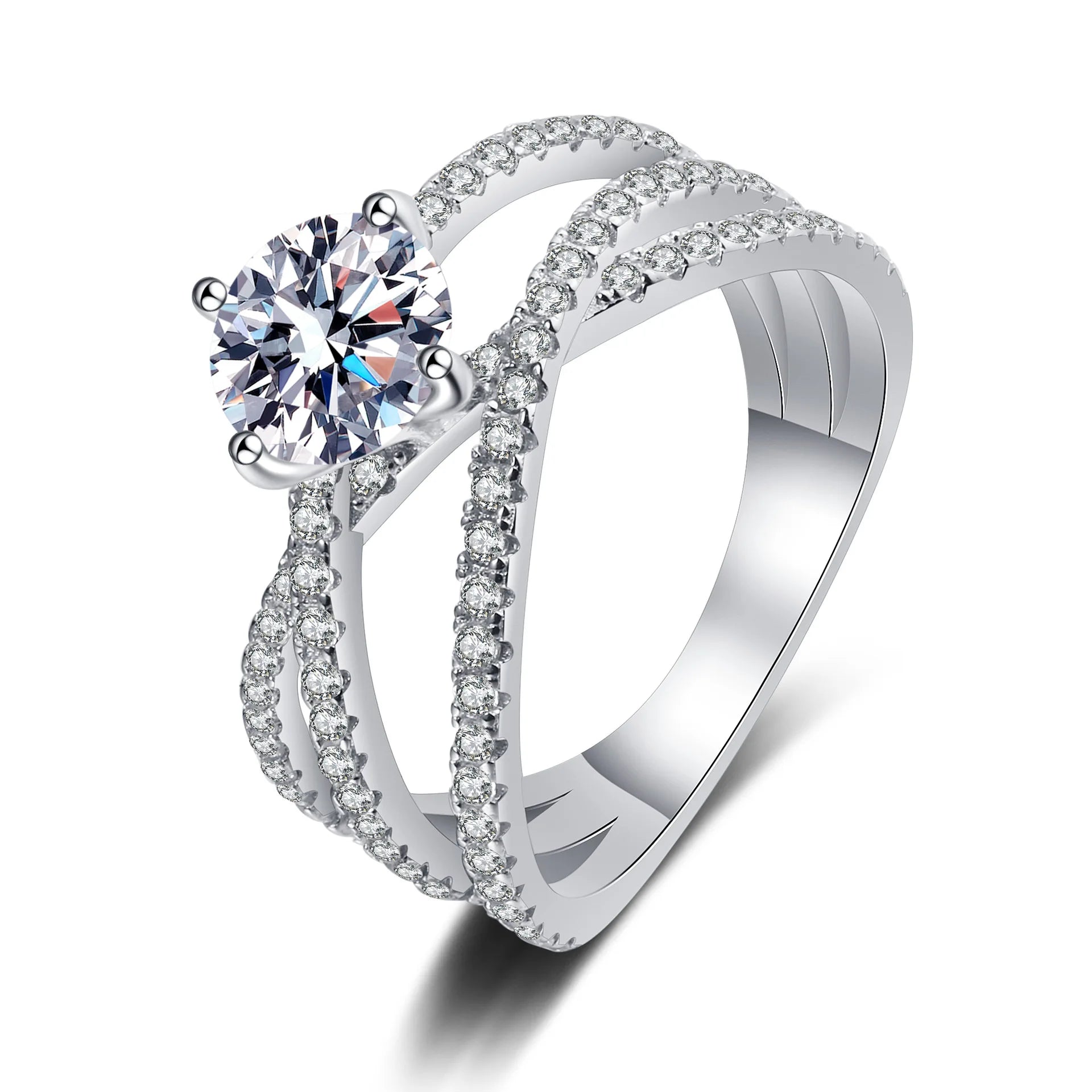 Dropshipping Fine Jewelry 925 Sterling Silver Gold Plated Moissanite Diamond Wedding Anniversary Valentine Women Girls Ring
