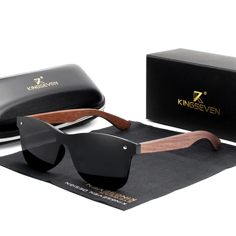 For KINGSEVEN 2024 Handmade Walnut Wooden Sunglasses for Men and Women Vintage Brand Design Polarized Eyewear 5504