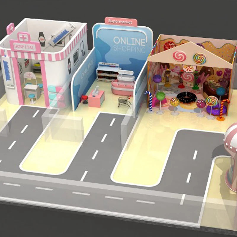 Pretend City Town Playhouse Toddler Role Play House Indoor Play Area Children's Soft Kids Indoor Playground Equipments