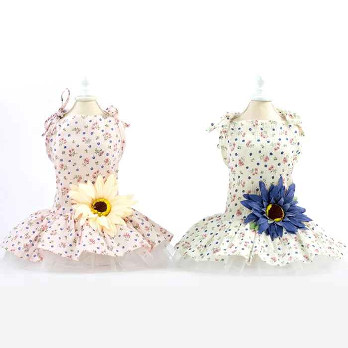 Wholesale Spring and Summer Dog Dress Sun Flower Pet Clothes