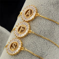 HOVANCI 26 Letters Alphabet Initial Bracelet 18K Gold Plated 7 Diamond Zircon Crystal Chain Bracelet for Women Girls