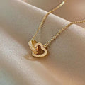 2023 New Design High Quality S925 Sterling Silver Gold Plated Romantic Double Heart Love Necklace