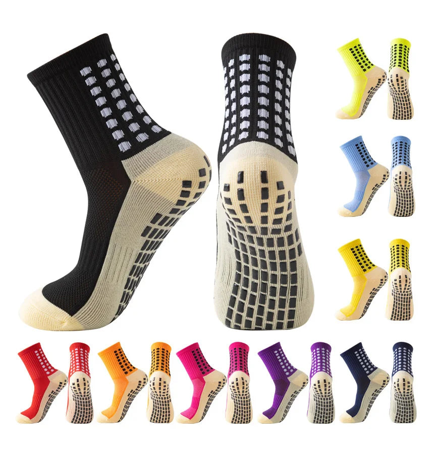 Wholesale Unisex Crew Gym Grip Socks Anti-Slip Exercise Floor Sport for Youth Multi-Color Cotton Blend Custom Bottom Yoga