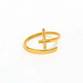 High-End 18K PVD Gold Plated Stainless Steel Hollow Cross Open Women's Ring Tarnish-Free Jewelry for Gifts