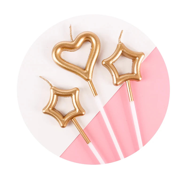 Heart Shape Cake Candles 3pcs Cake Accessories for Party Wedding Anniversary Supplies Happy Birthday love Heart Candles