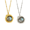 Wuqie 925 Silver with Gemstone Necklace White Crystal and Labradorite Pendant Necklace