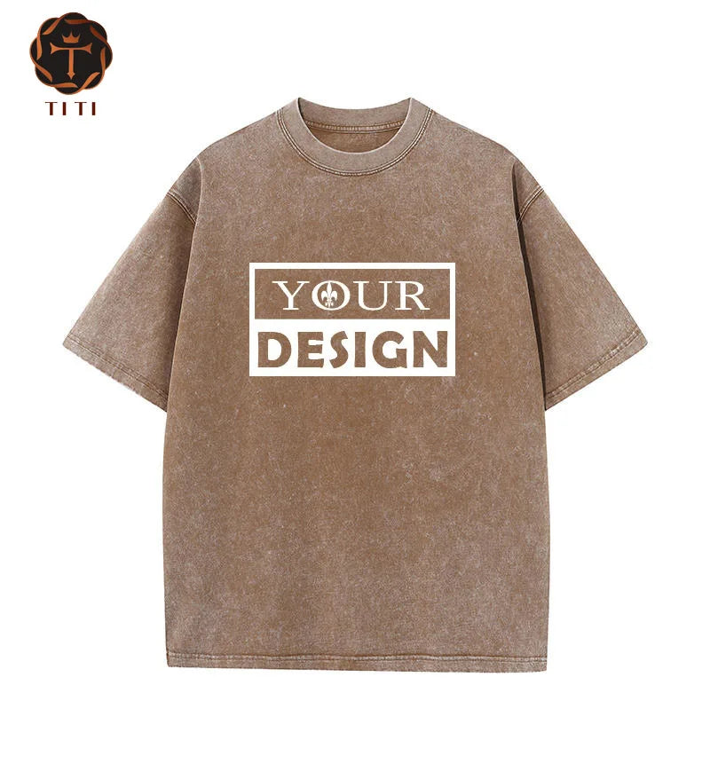 Wholesale 100 Cotton Acid Wash Oversized Tshirt Heavyweight T Shirt for Men Custom Blank Vintage T Shirt