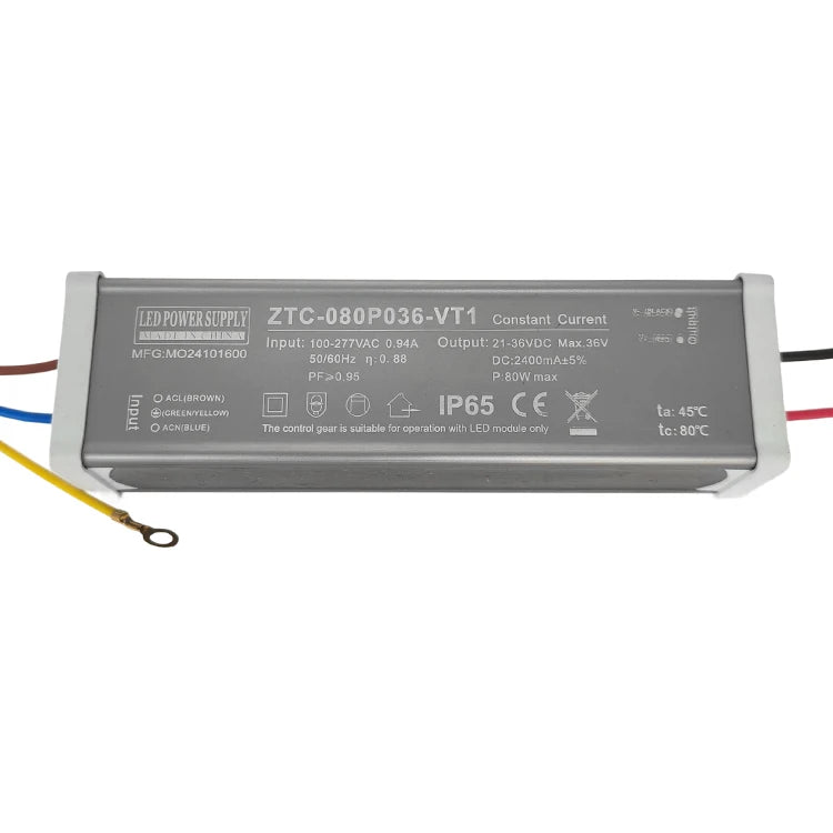 Zetoo CVT 80W Single Street Light Outdoor LED Driver Isolated Low THD IP65 Waterproof Power Supply Surge Protection 6kv Dimming