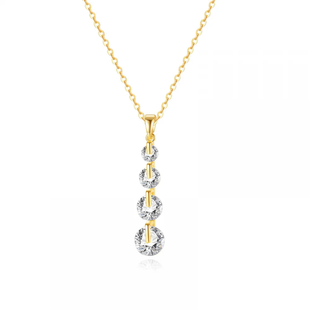 Summer Jewellery Fashion Women Joyas Mujer Accesorios Long Gold Dainty Cubic Zirconia Necklace