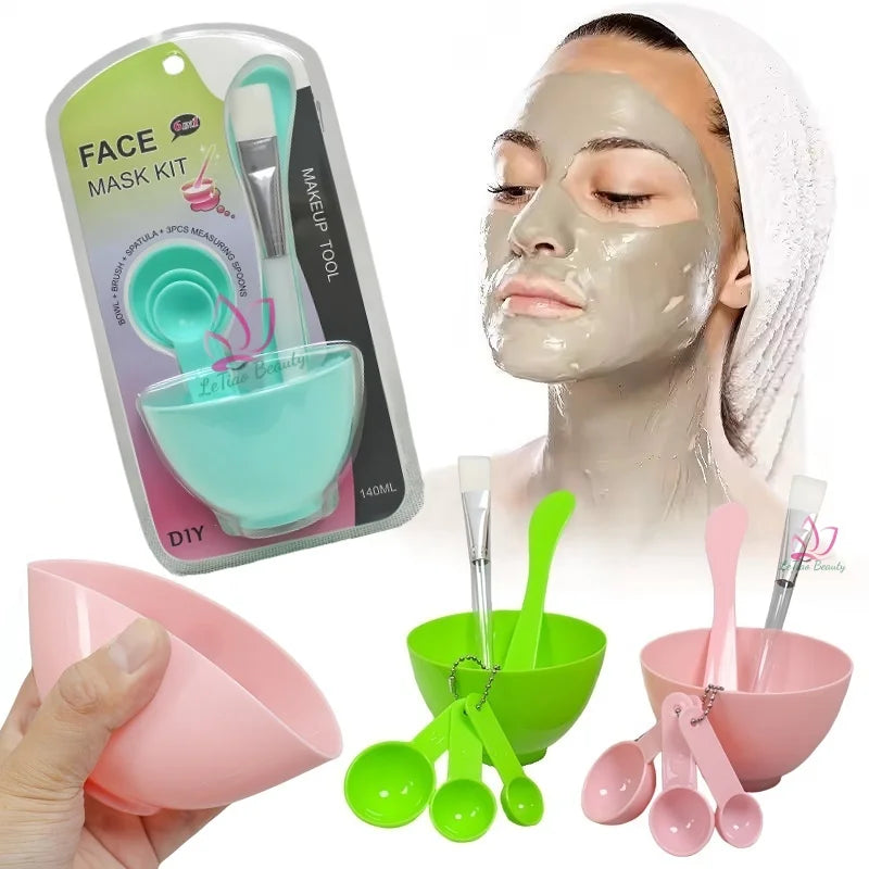 Hot Selling 6PCS/Set Mask Bowl Facial Brush Measuring Spoon Set DIY Household Skin Care Tools for Girls Face Mask Kit