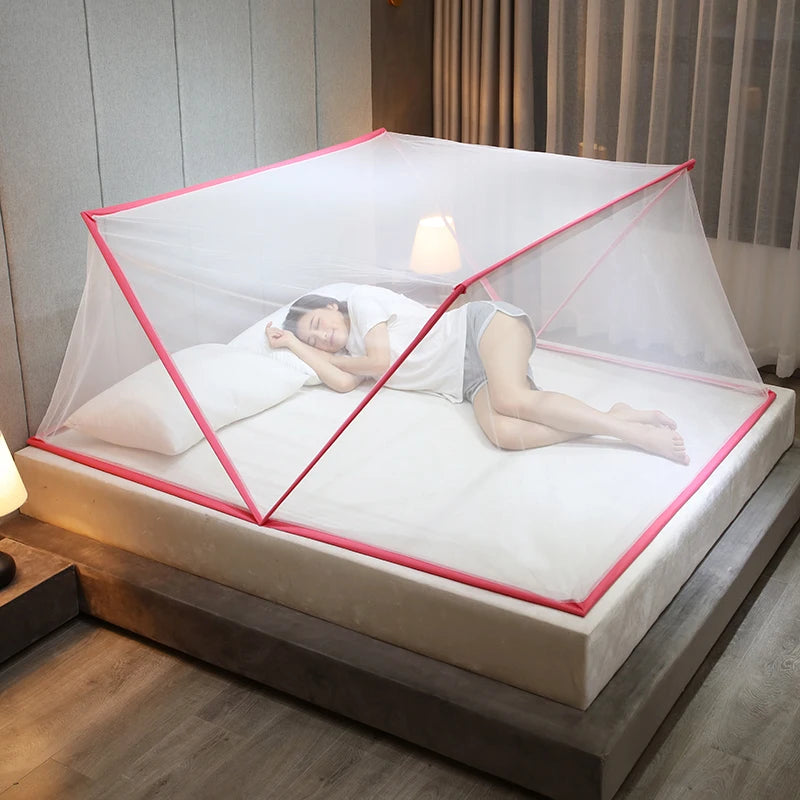 100% Polyester Fabric Portable Double King Size Bed Mosquito Netting Bottomless Foldable for Home Camping Occasions for Summer