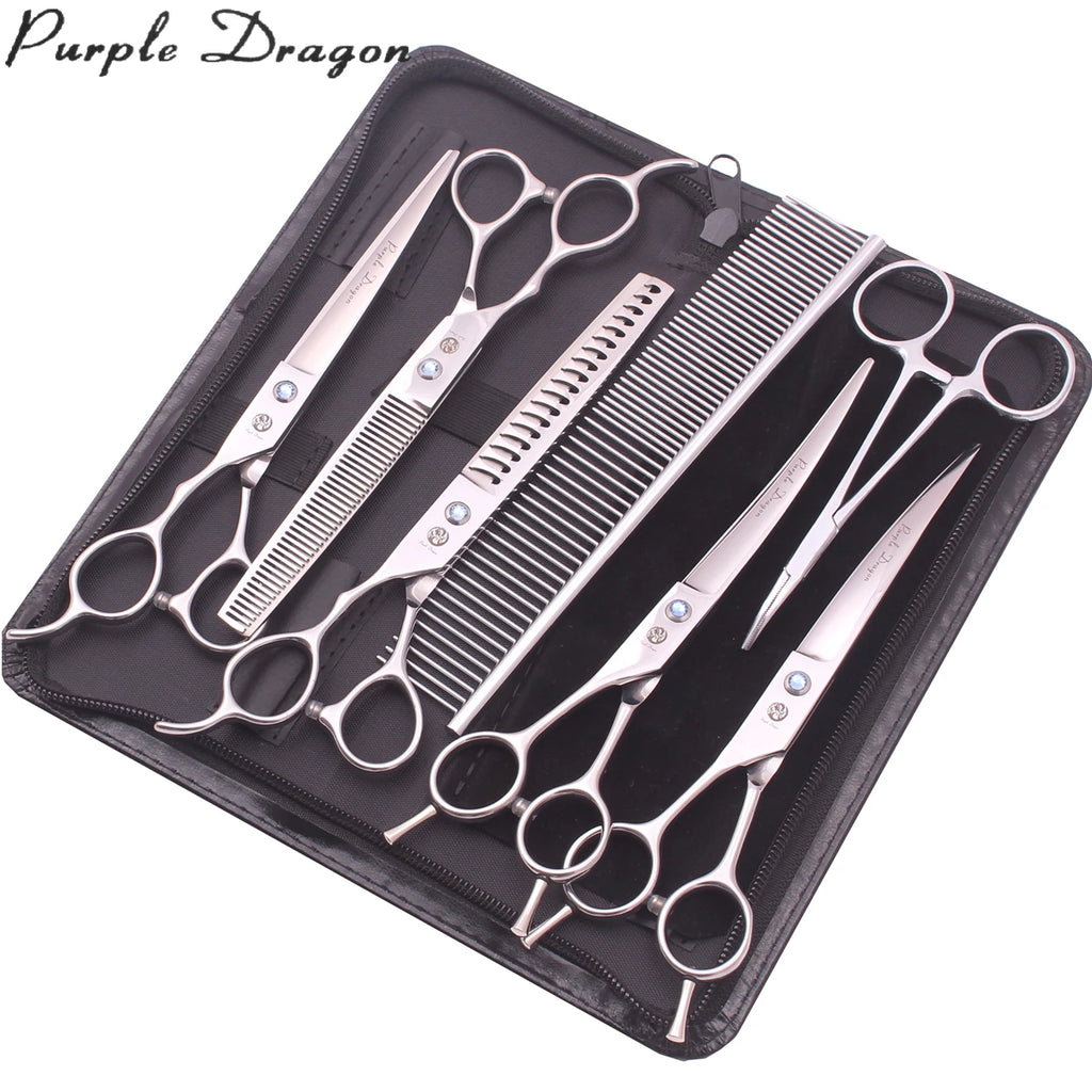 Left-Hand Dog Grooming Scissors  7" Japan Steel Straight Shears Pet Thinning Scissors Animal Curved Scissors Z3006