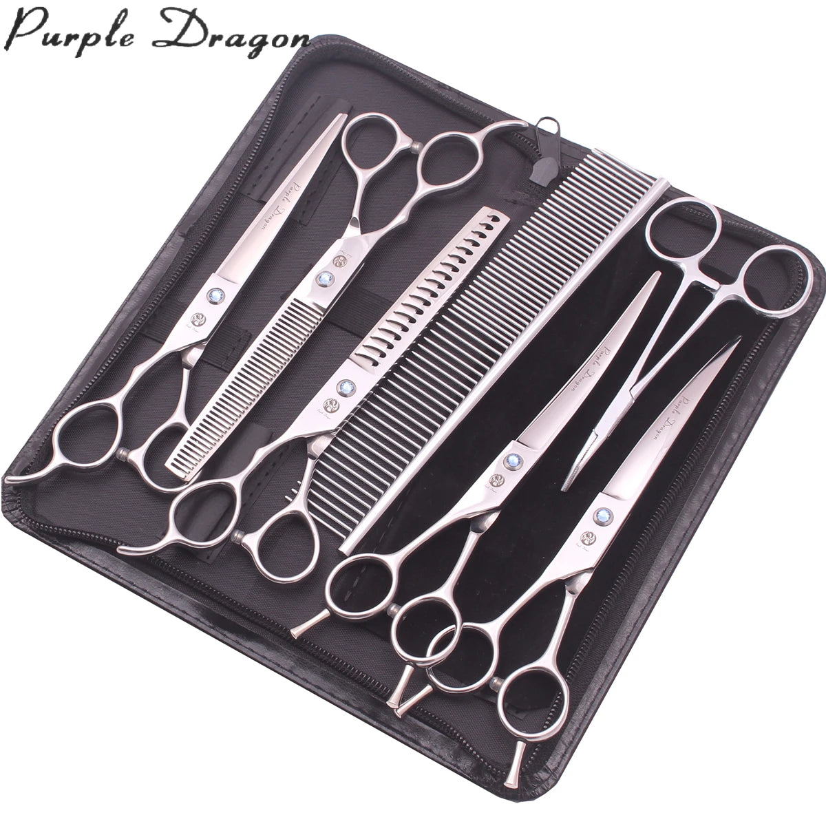 Left-Hand Dog Grooming Scissors  7" Japan Steel Straight Shears Pet Thinning Scissors Animal Curved Scissors Z3006
