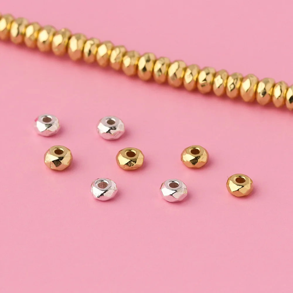 Minimalism High Quality 925 Sterling Silver Polished Wheel Spacers Beaded for Jewelry Making Accessories