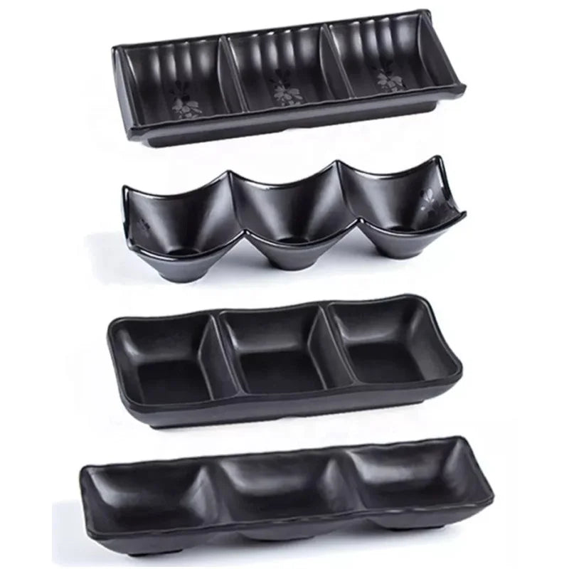 Black Melamine Tableware Dip Plate Japanese Style Black Tableware Frosted Thickened Plastic Dish