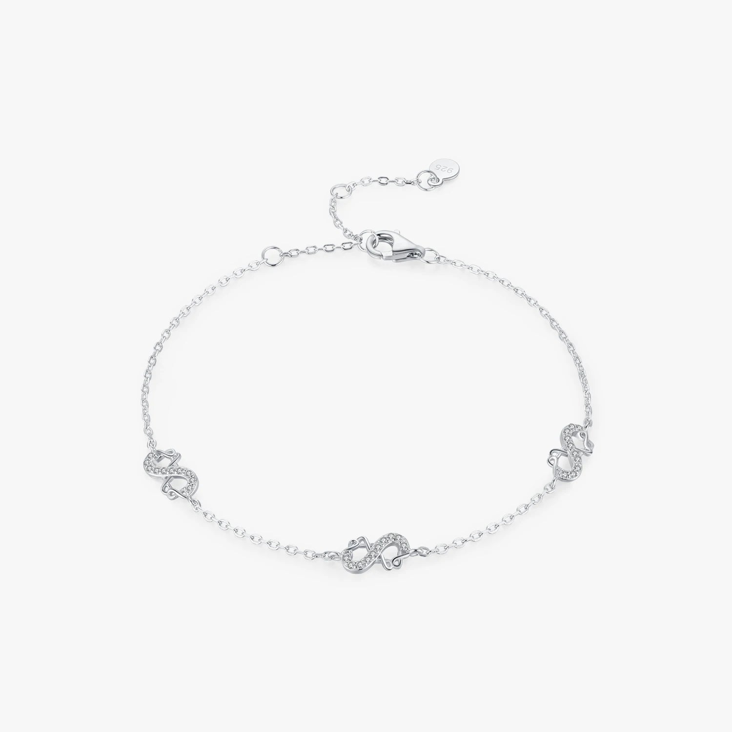 925 Sterling Silver Fine Jewelry Romantic Infinite Love Bracelets Original Design Stunning Clear CZ Charm Bracelet for Women