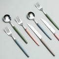 Wholesale Price Supplier Flatware Silver Cuttlery Set Kitchen Fork Spoon Knife Stainless Steel Western Cutlery Set - 24 Pieces