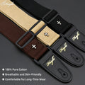 Guitar Strap Cotton PU Leather End Tap Adjustable Length Durable Musical Instrument Accessory for Acoustic Electric Guitars