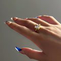 2025 Dazan New Ins Trendy 18k Gold Plated Stainless Steel Tarnish Free High Quality Sugar Zircon Open Adjustable Lady Ring