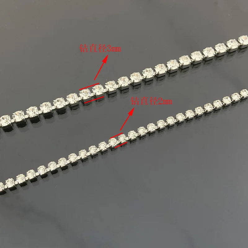 Stainless Steel Drill Claw Chain Super Flash Tight Rhine- DIY Pants Necklace Accessory Material