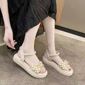 Summer Beach Sandals Are Worn by Women Wearing a New Super Fire fairy Style with Skirts Thick-soled Muffins and Pearls