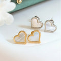 New Female White Sea Shell Stainless Steel Classic Vintage Fashion Jewelry Heart Stud Earrings
