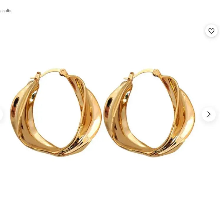 Luxury Accessories Jewelry Chunky 18K Thick Wide Gold Hoop Earring Vintage Statement Earring Medium Hoop Gift for Her