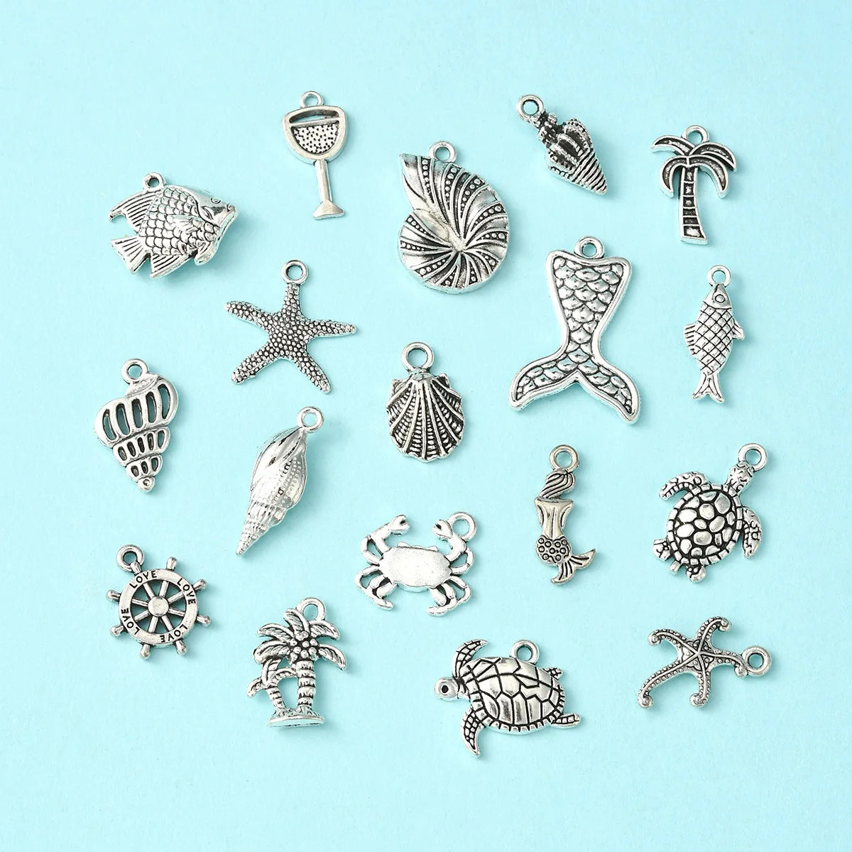 Pandahall Diy Cross-border Hot Sale 18 Marine Style Stainless Steel Dripping Oil Vintage Pendant Marine Life Small Women's