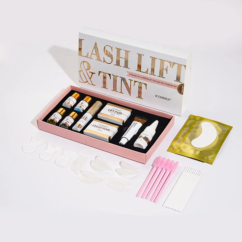 Professional Quality Iconsign Lash Lift and Tint Kit with Tools Private Label Eyelash Lifting Perm Kit with Oem Service