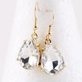 New Women Shiny Crystal Glass Charm Earring White Black Diamond Gray Blue Water Drop Pendant Dangling Earrings