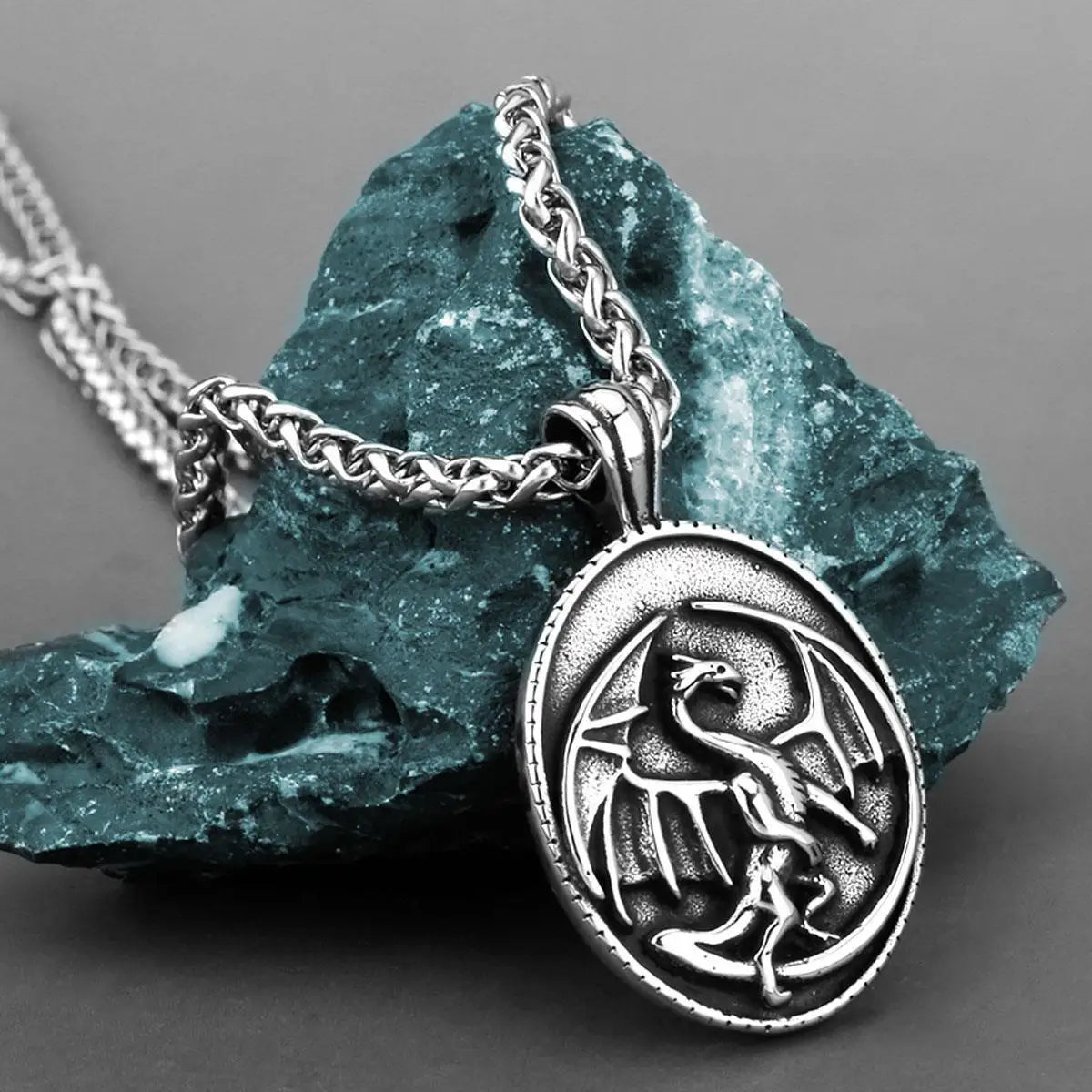 Retro Viking Europe and America Hip Hop Stainless Steel Personality Skull Bell Pendant Necklace for Men