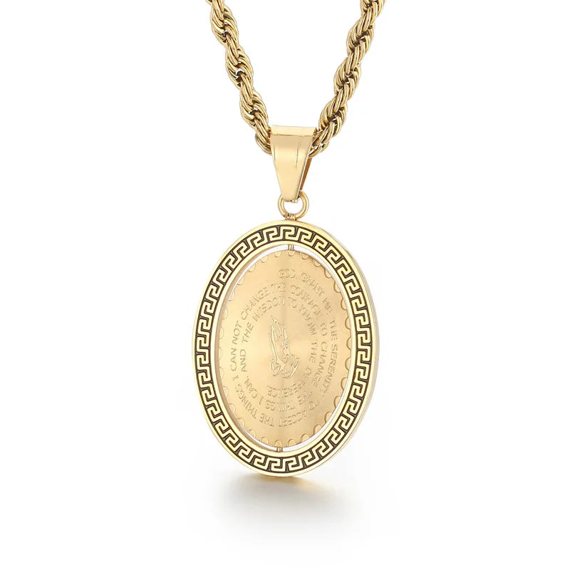 Kalen Unisex Gold-Plated Stainless Steel Christian Pendant With Devotional Motto
